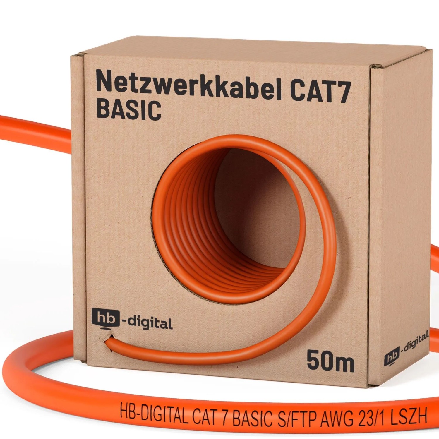 hb-digital CAT 7 Kabel BASIC Simplex 50m AWG23 S/FTP LSZH Class Eca