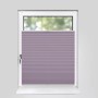 Fliederfarbenes Plissee 90x210 cm am Fenster, blickdicht, ohne Bohren mit Klemmfix montiert.