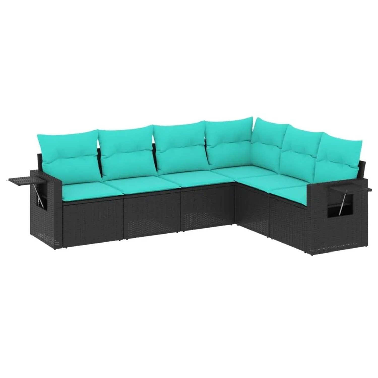 vidaXL 6-Tlg Gartensofa-Set mit Kissen Schwarz Polyrattan 3220206 günstig online kaufen