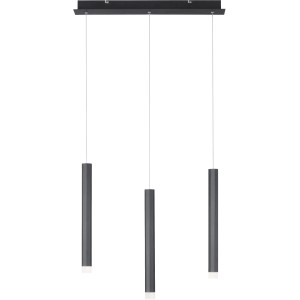 Schwarze, 3-flammige LED-Pendelleuchte Bruno, 55x120cm, für Wohnräume.