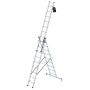 PROREGAL 3-teilige Mehrzweckleiter mit Traverse, 3x9 Sprossen, aus Aluminium.