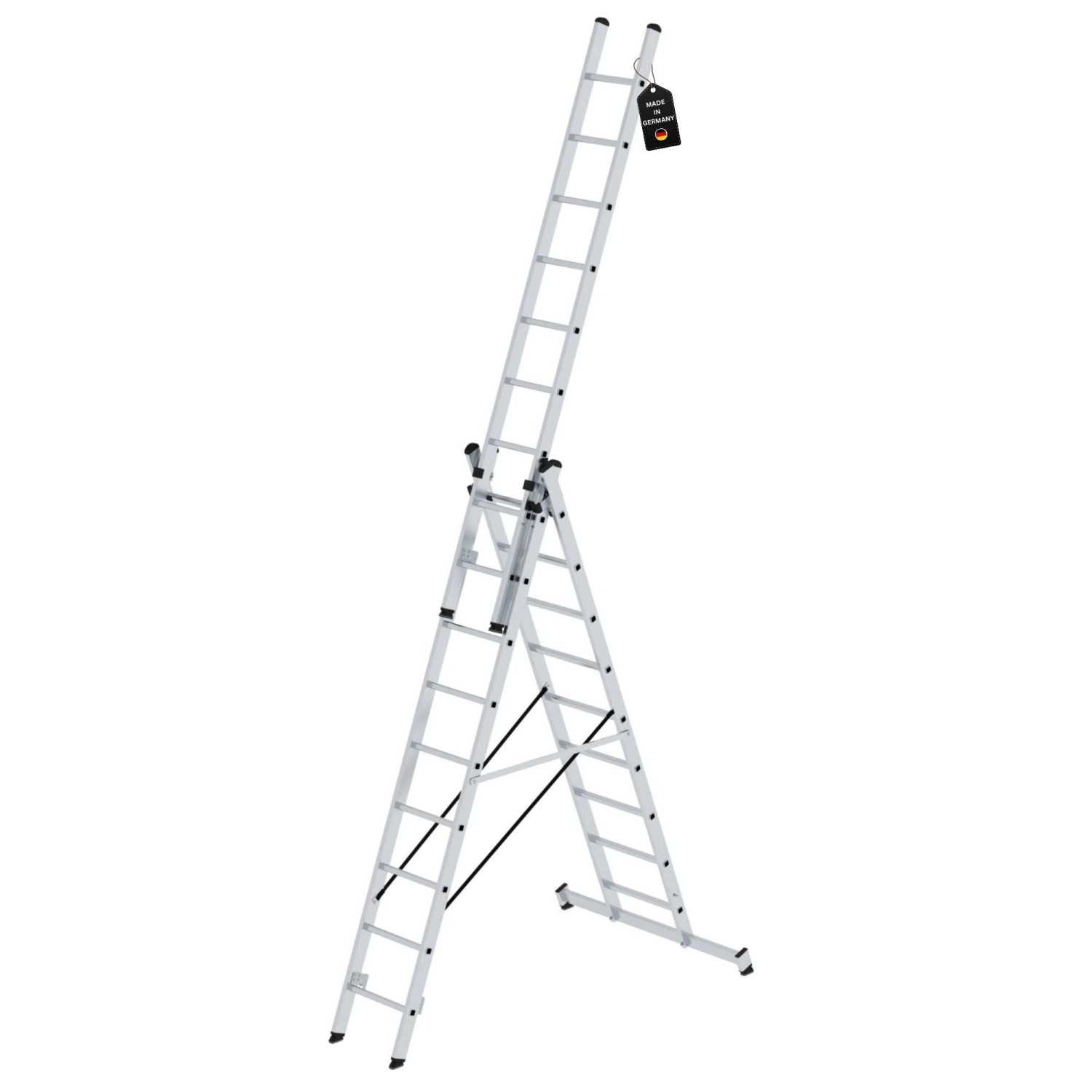 PROREGAL Mehrzweckleiter 3-Teilig mit Traverse 3 x 9 Sprossen günstig online kaufen