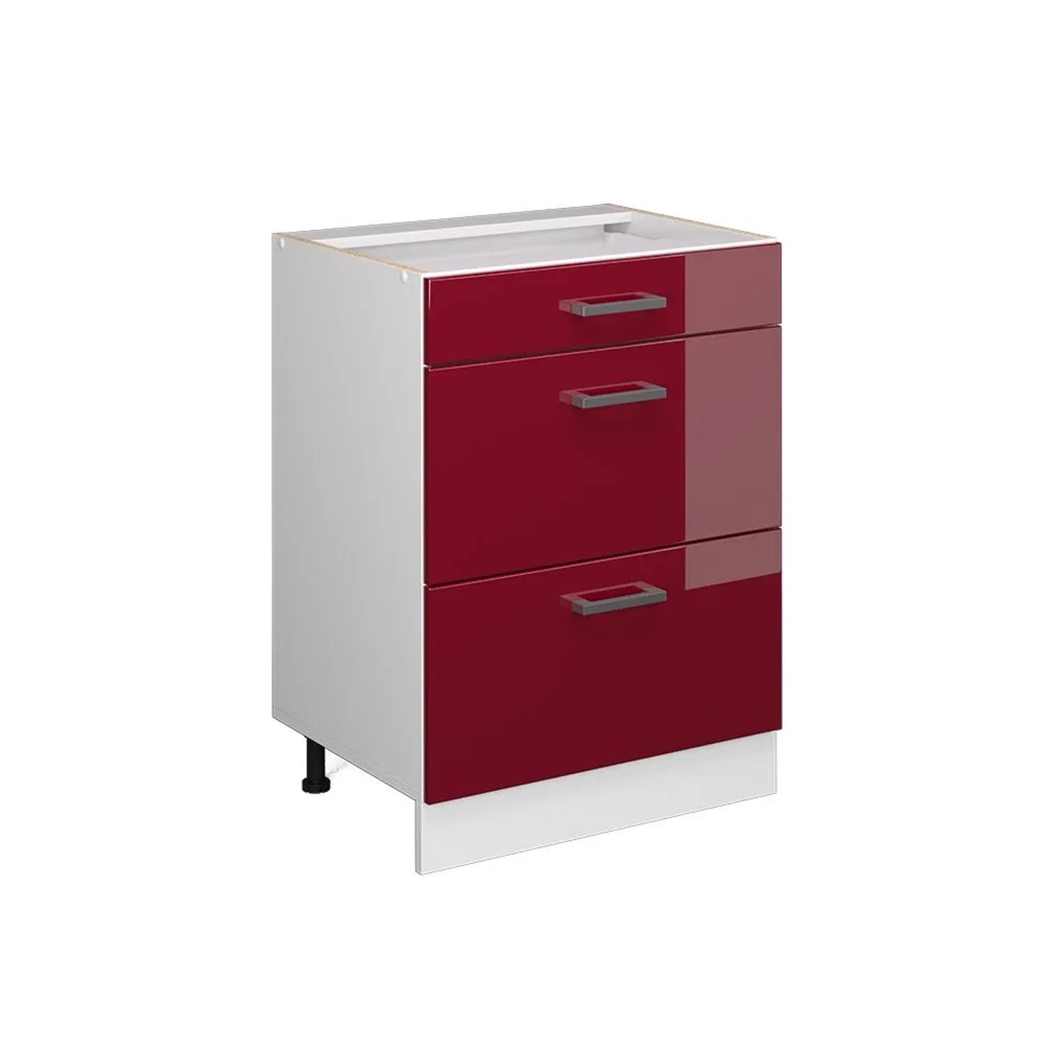 Vicco Küchenunterschrank R-Line Rot Hochglanz 60 x 82 mit Schubladen ohne Arbeitsplatte