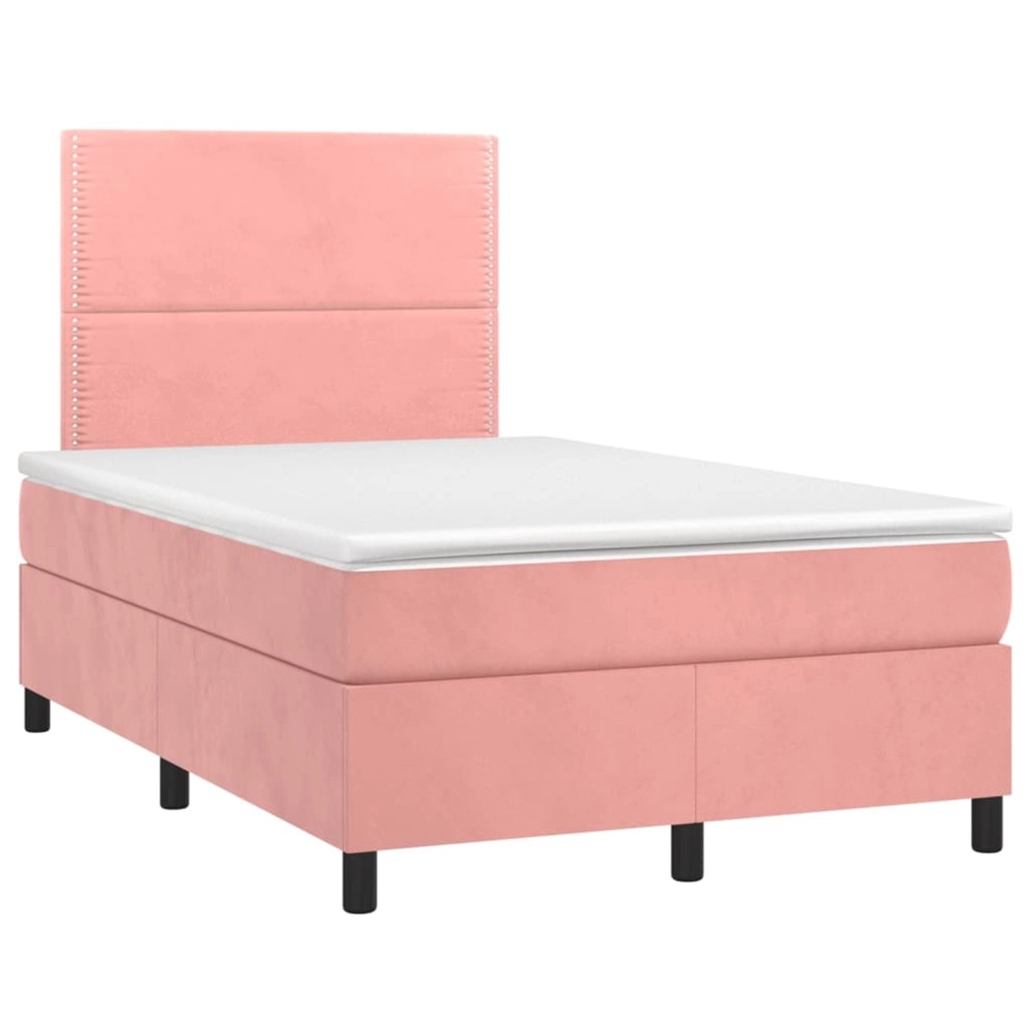 Rosa vidaXL Boxspringbett 120x200 cm mit Samtbezug, inklusive Matratze und Kopfteil.