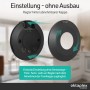 Oktaplex Isa Präsenzmelder, 360° HF Sensor, flaches Design in Schwarz, Regler hinter abnehmbarer Kappe.