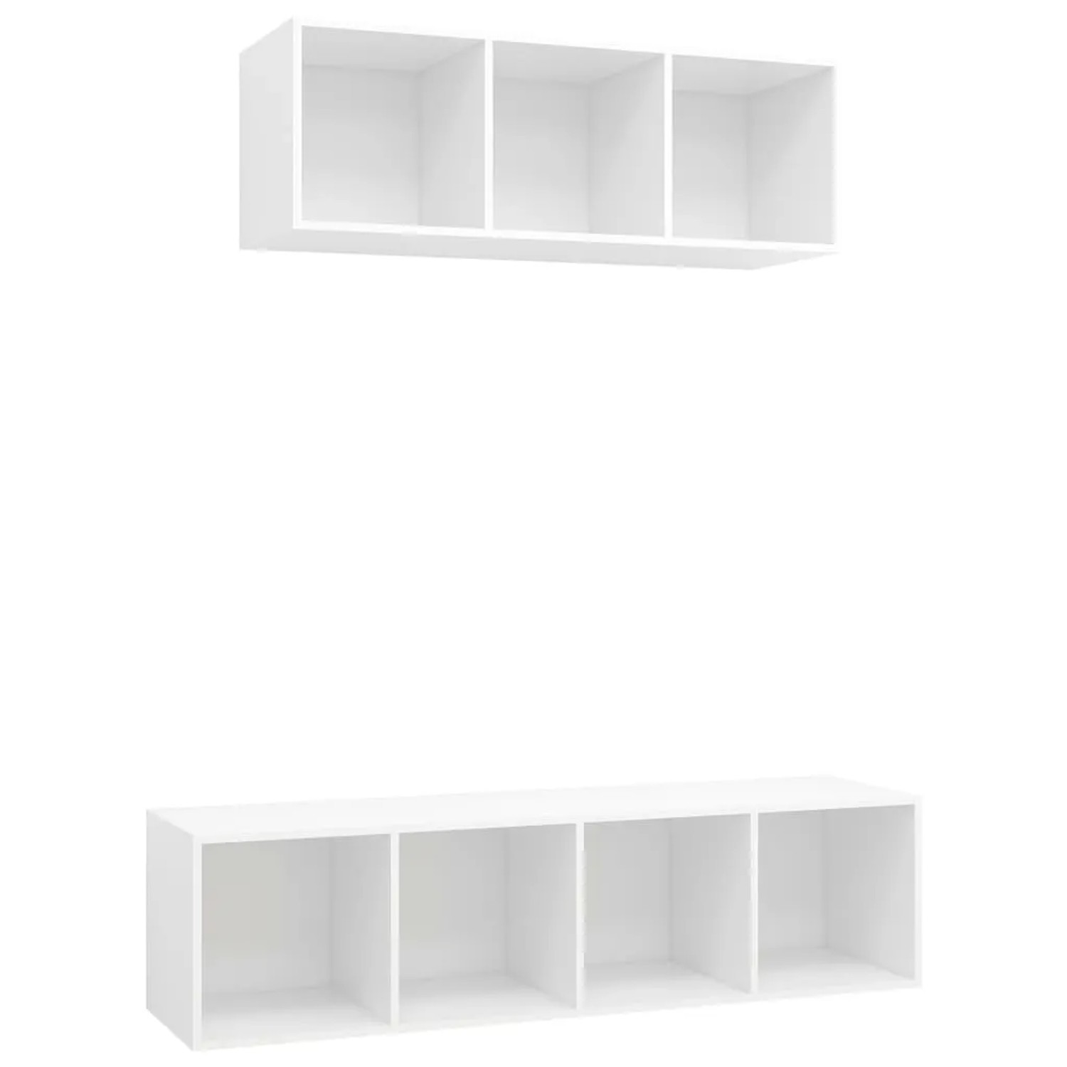 vidaXL 2-Tlg TV-Schrank-Set Weiß Holzwerkstoff 3079790