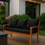 Schwarzes Setgarden Bankkissen-Set für 2-Sitzer Gartenbank, 100x60 + 2x50x56 cm.