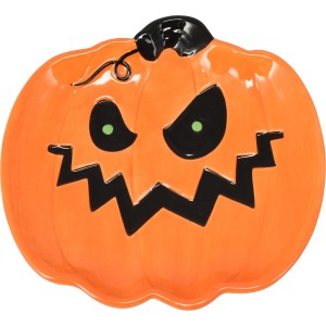 Halloween Teller Kürbis Design aus Dolomit, orange, 17 cm. Deko für Halloween und andere Anlässe.