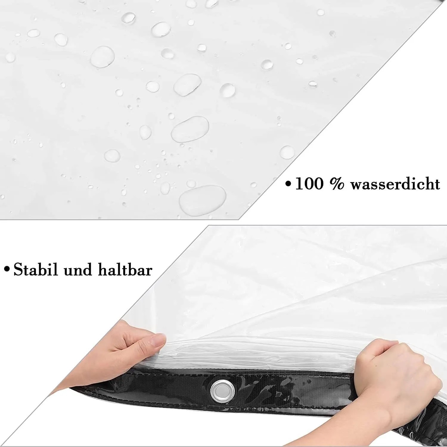 Transparente WOLTU PVC Abdeckplane 2x4m, wasserdicht und stabil mit Ösen.