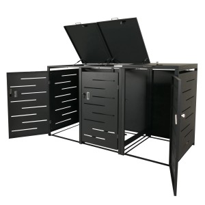 PROREGAL Mülltonnenbox 3er 116,5x197x80cm Erweiterbar Anthrazit