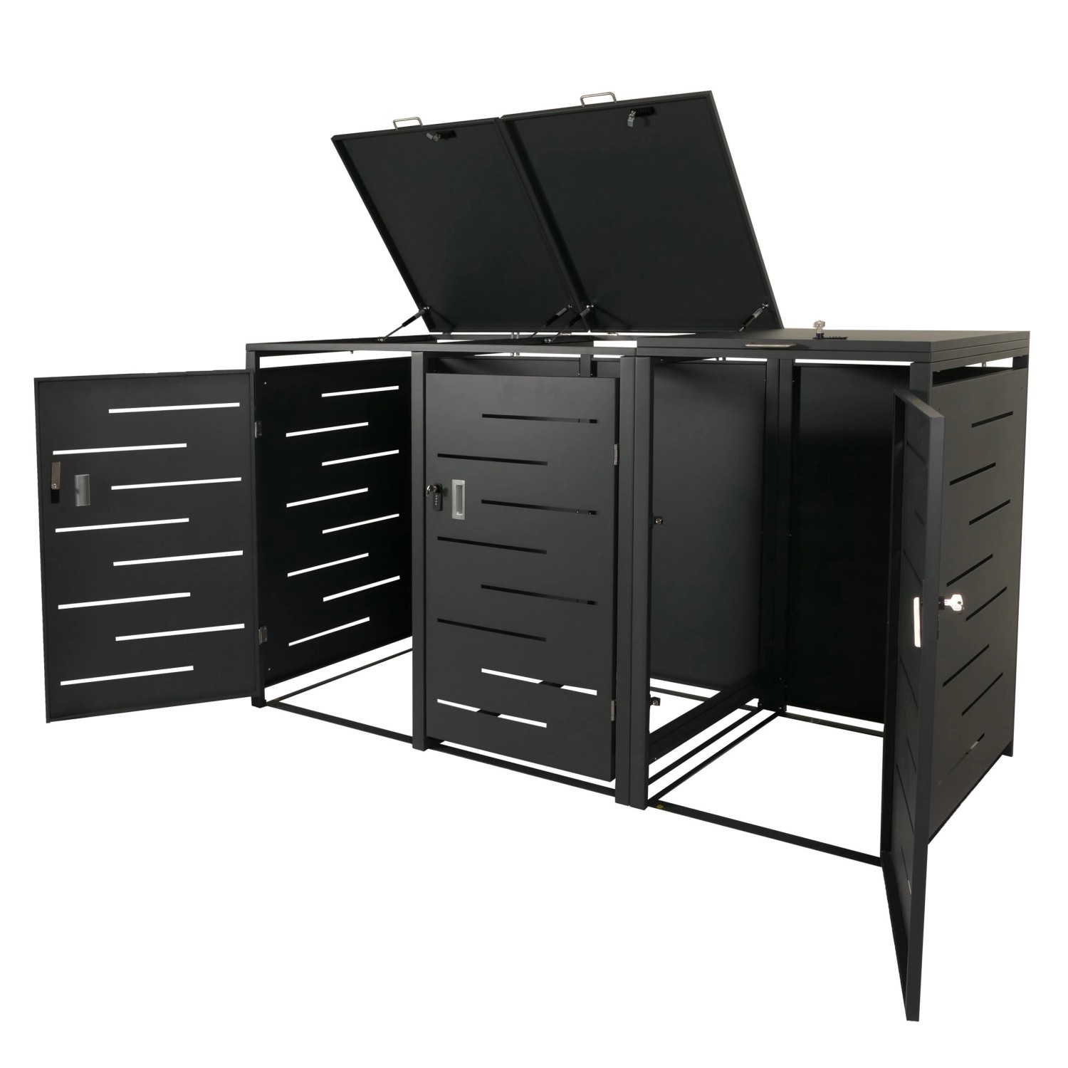 PROREGAL Mülltonnenbox 3er 116,5x197x80cm Erweiterbar Anthrazit günstig online kaufen