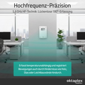 Oktaplex Pit HF Präsenzmelder 5,8 GHz 15m Bewegungsmelder Anwesenheitssensor Weiß