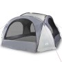 vidaXL Partyzelt in Weiß und Grau mit Netzseiten. Wasserdichter Polyester-Pavillon für Garten und Feiern.