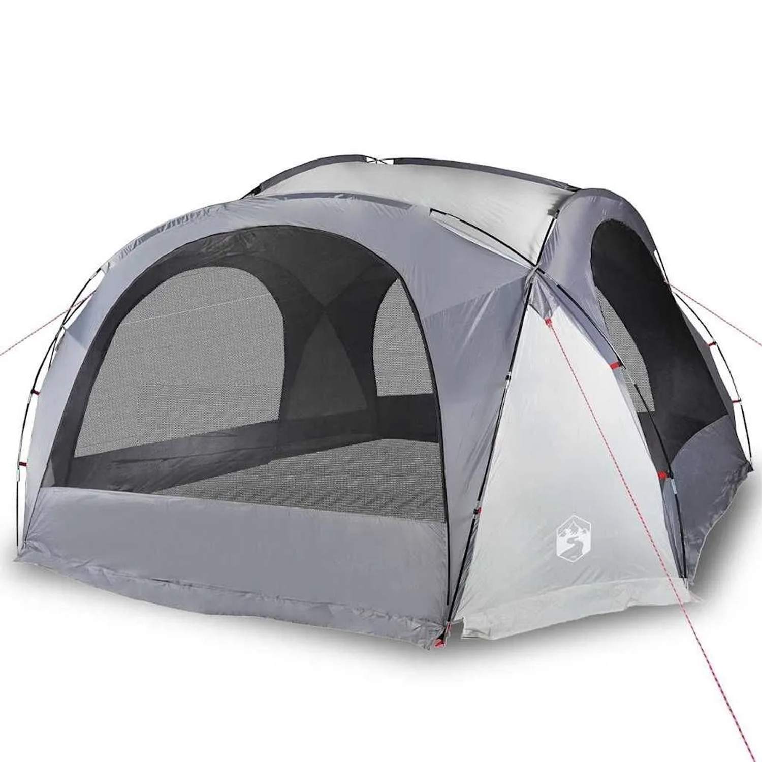 vidaXL Partyzelt in Weiß und Grau mit Netzseiten. Wasserdichter Polyester-Pavillon für Garten und Feiern.