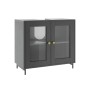 Grauer Vicco Waschbeckenunterschrank Malte (60 cm) mit zwei Türen und geriffeltem Glas.