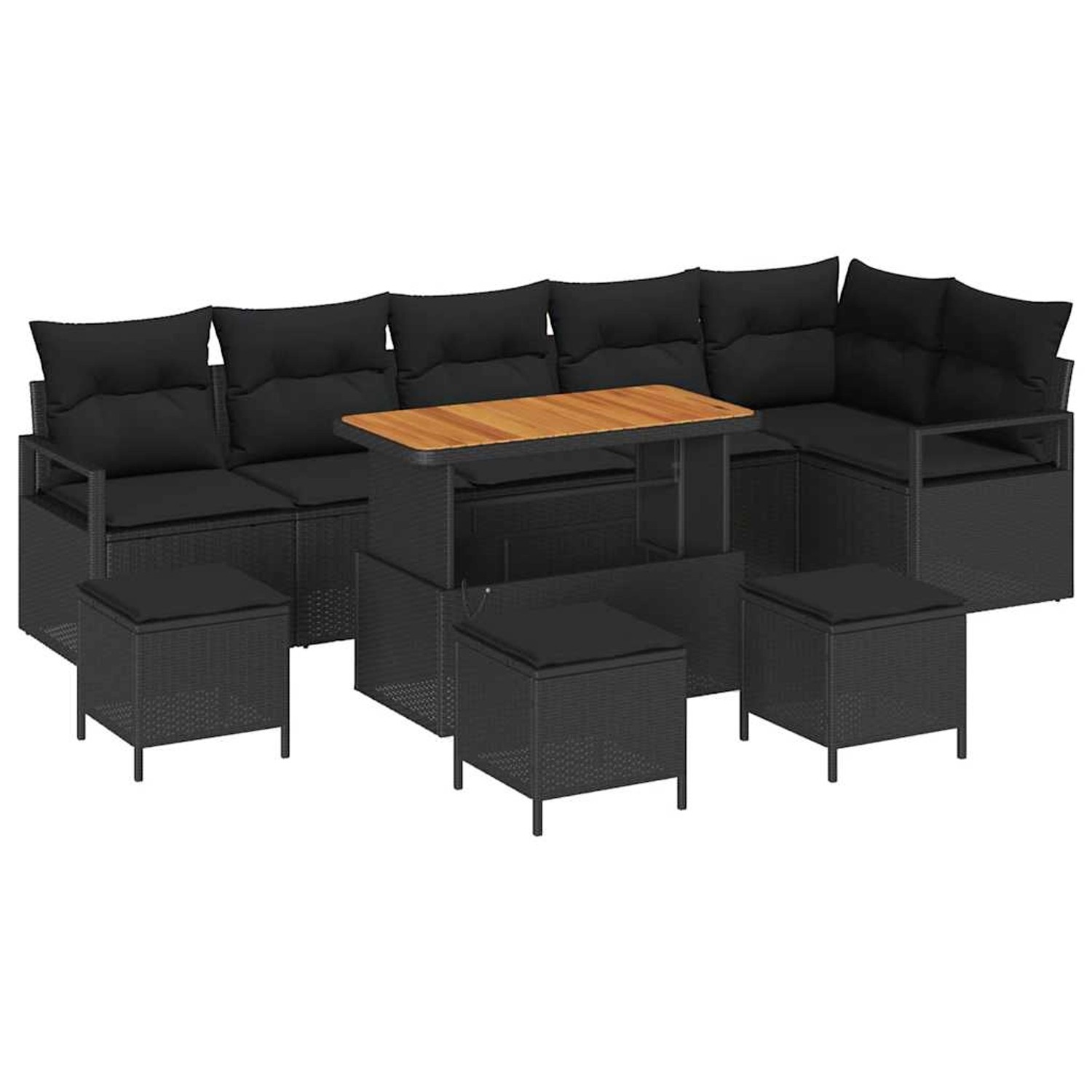 vidaXL Garten-Sofa-Set mit Kissen 10-Tlg Schwarz Poly Rattan 3362549 günstig online kaufen