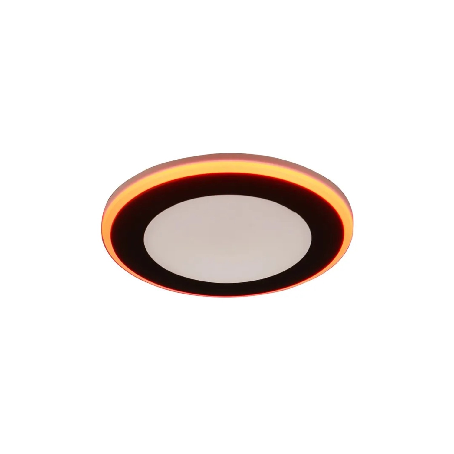 Schwarzer, runder Trio LED Einbaustrahler Argus mit RGBW-Farbwechsler, 8,2 cm Durchmesser.