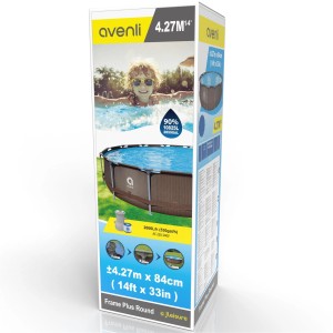 Verpackung Avenli Frame Pool Set, Ø427x84cm, Rattan-Optik, mit Filterpumpe.