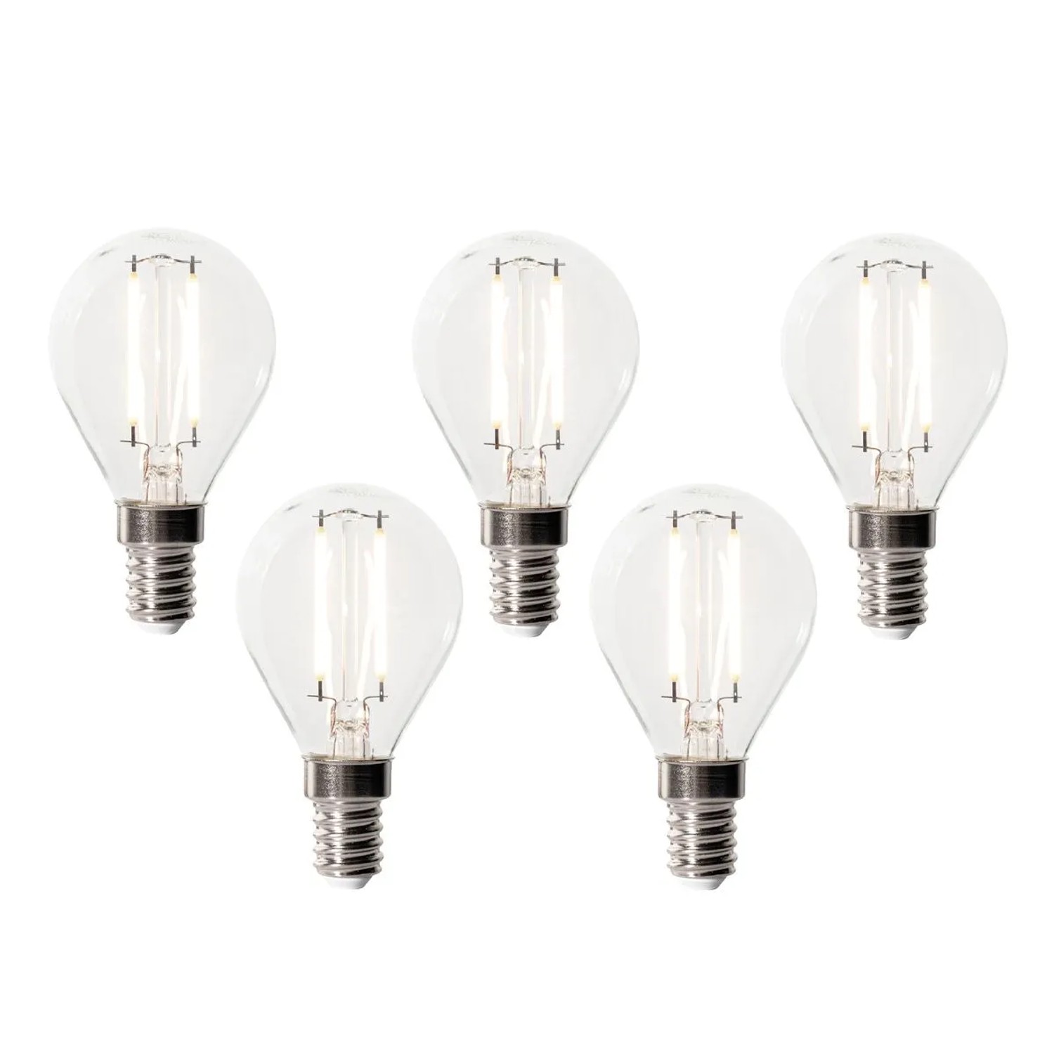 LUEDD 5er Set E14 Dimmbare LED Glühbirnen P45 Klarglas 3W 350,m 3000K