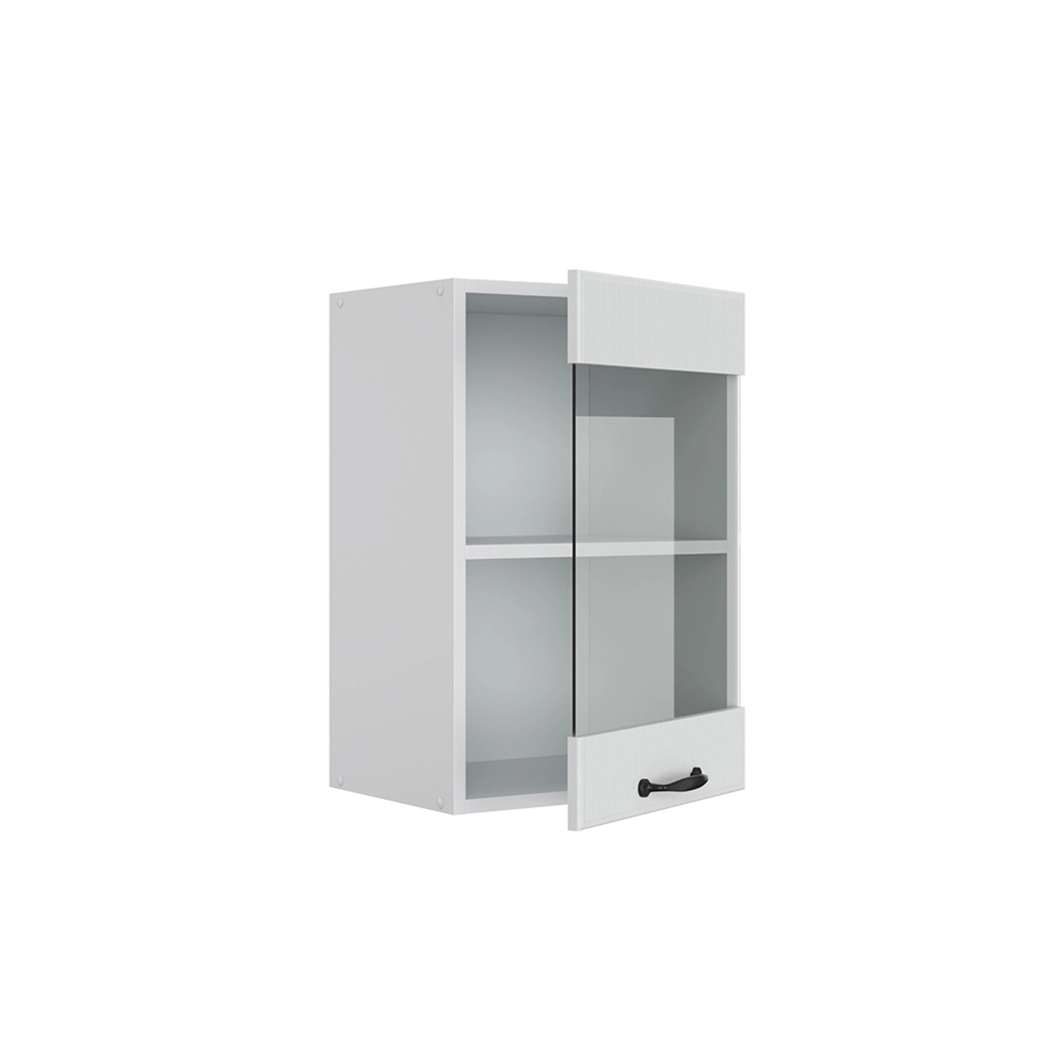 Weißer Vicco Küchenglasschrank R-Line, 40 cm breit, im Landhausstil mit Glastür und Schublade.