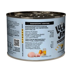 Lucky Jim Hunde-Nassfutter Mini Junior Huhn, 200g Dose. Alleinfutter für Welpen kleiner Rassen.
