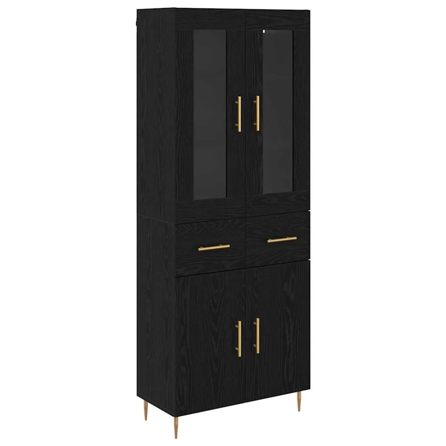 vidaXL Highboard 2-Tlg Schwarz Eichen-Optik Holzwerkstoff 3416278