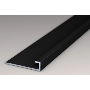 Schwarzes Kronoflooring C-Profil aus Aluminium, 265 cm, für Rock the Wall Wandpaneele.