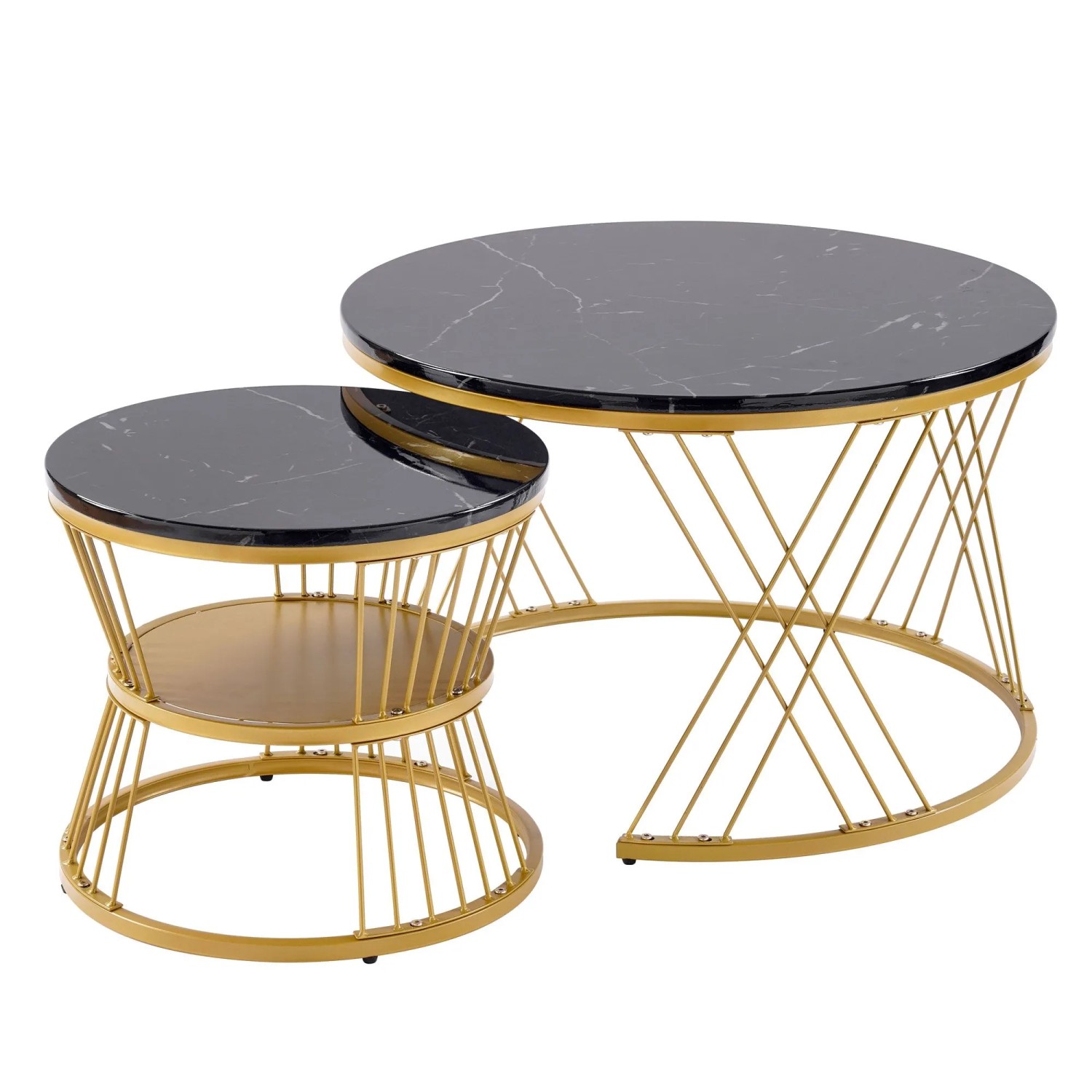 okwish Couchtisch Rund Schwarz 70 × 70 cm