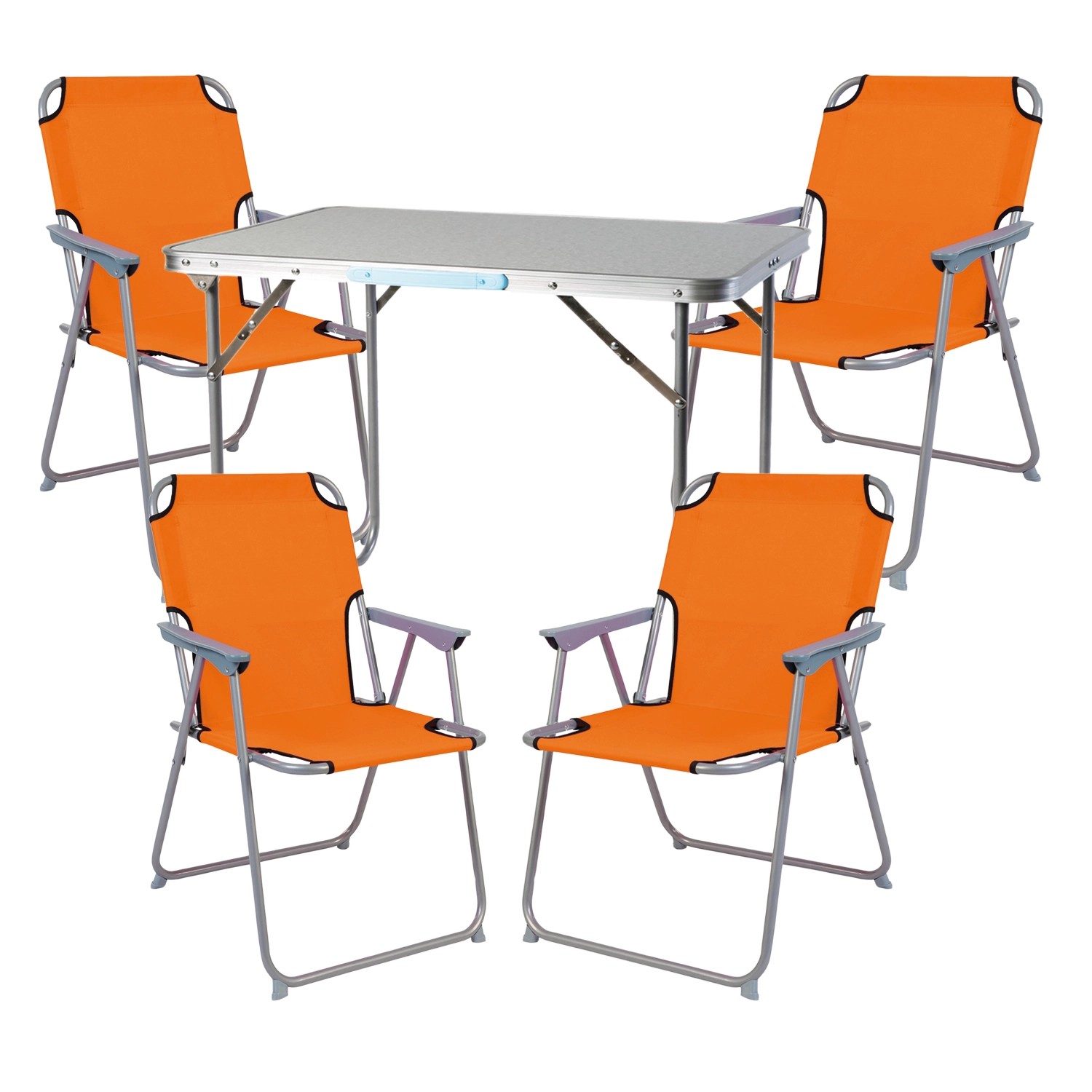 Mojawo 5 Teilig Campingmöbel Set Orange Alu mit Tragegriff Camping L70xB50x günstig online kaufen