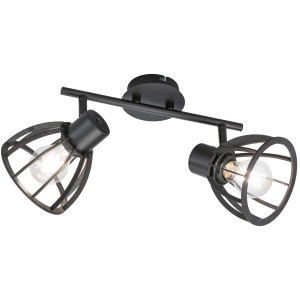 Schwarze Fischer & Honsel Deckenleuchte Tilda mit 2 Lampenschirmen in Gitteroptik.