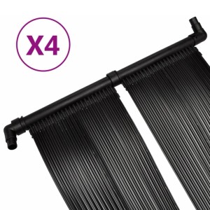 Schwarzes Solar-Panel für Poolheizung mit Röhrenkollektoren und Anschlüssen. Set aus 4 Stück.