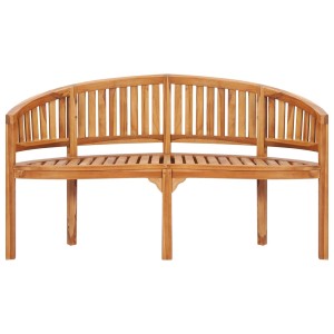 VidaXL Bananenbank, 151 cm, Teakholz Gartenbank für 3 Personen.
