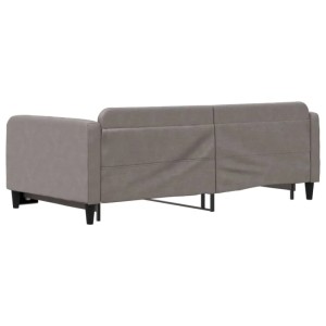 Ausziehbarer vidaXL Tagesbett/Schlafsofa, taupefarbener Stoff, von hinten.