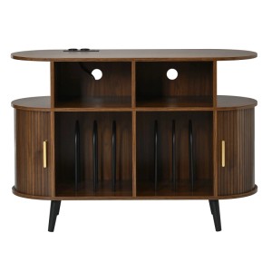 Merax HiFi Schrank Sideboard mit Schiebetür Ladestation Kabeldurchlass