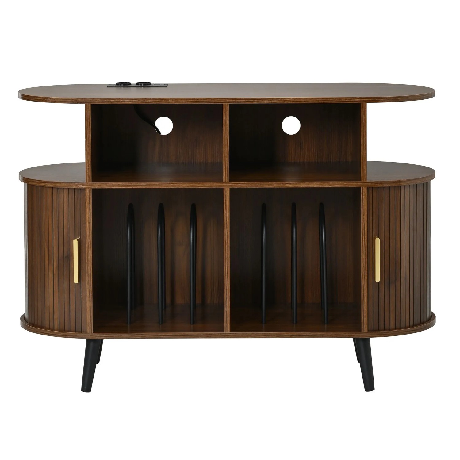 Merax HiFi Schrank Sideboard mit Schiebetür Ladestation Kabeldurchlass