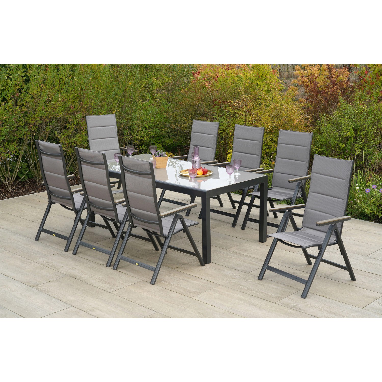 Merxx Trivero Set 9-tlg. 8 Klappsessel Gartentisch 150 x 100 cm günstig online kaufen