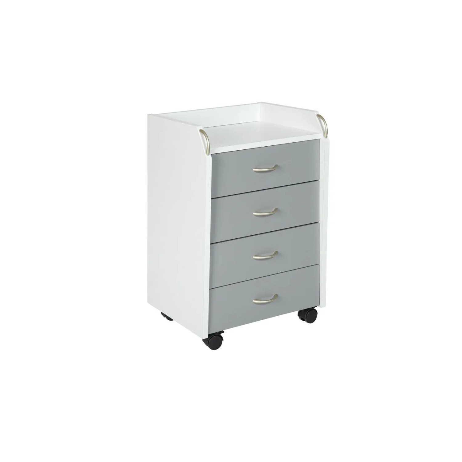 ebuy24 Printi Kommode Rollcontainer 6 Schubladen 4 Rollen inkl 2 mit Stopper Weiss Grau