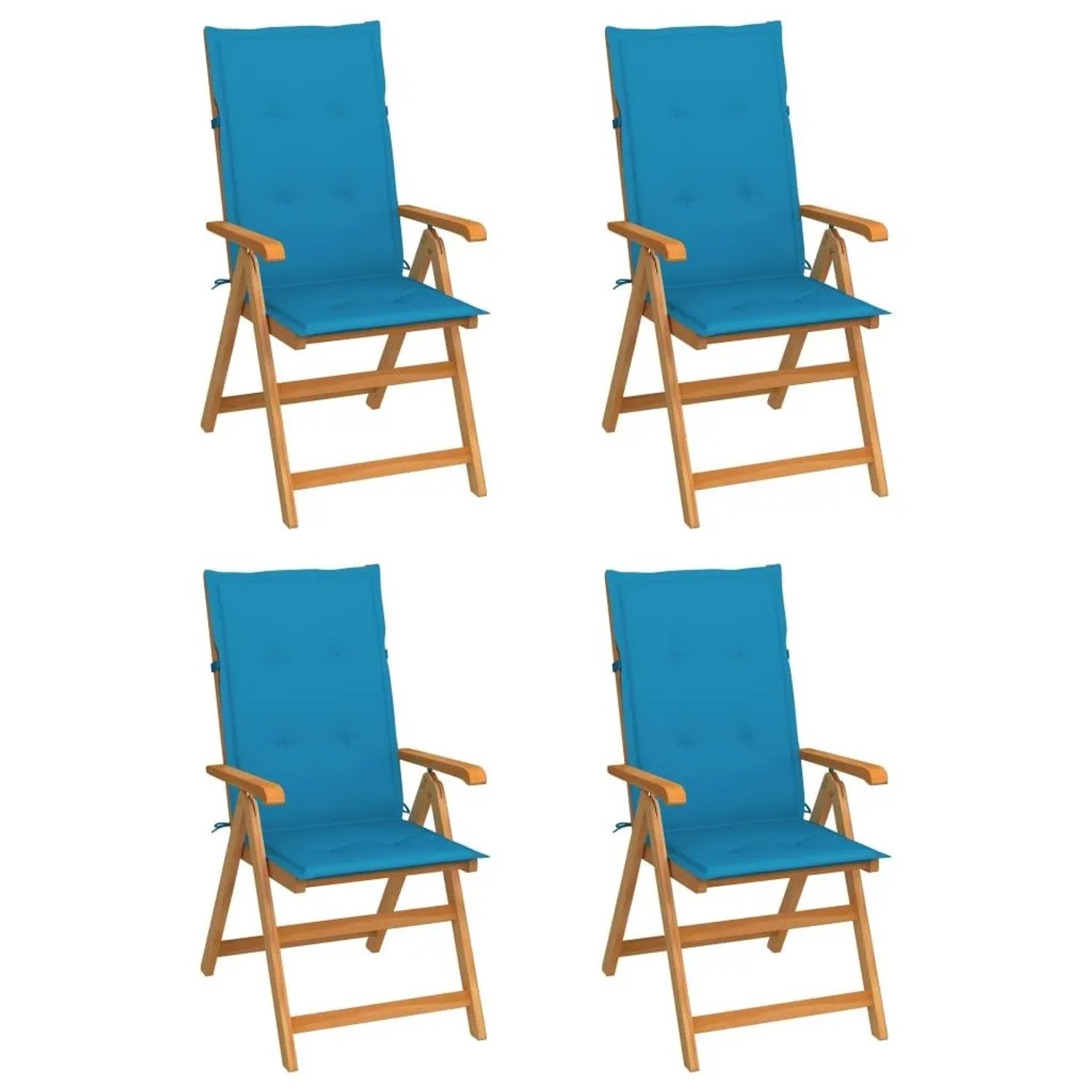 vidaXL Gartenstühle 4 Stk mit Blauen Kissen Massivholz Teak 3065534 günstig online kaufen
