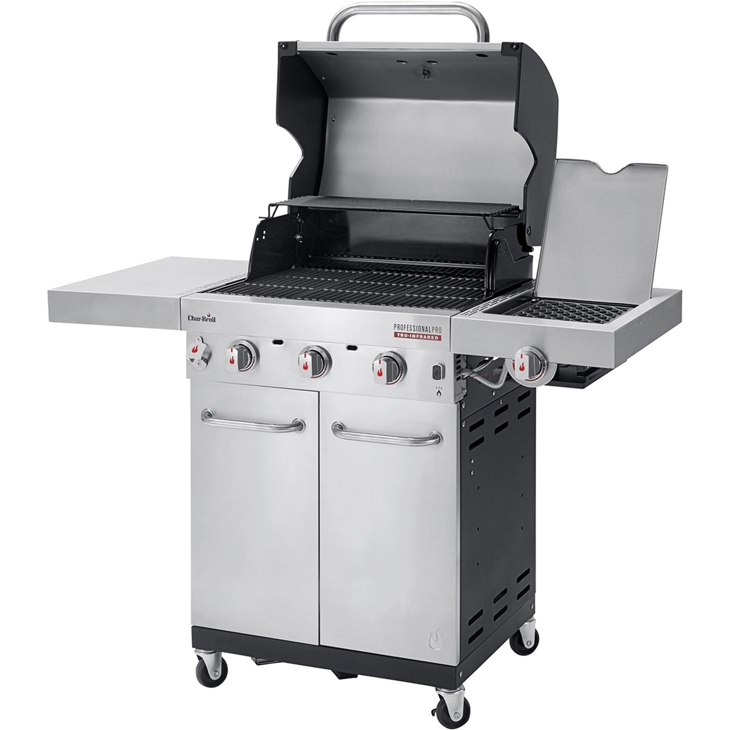 Char-Broil Gasgrill Professional Pro S 3 mit 3 Brennern, Seitenbrenner, Ablagen und Unterwagen.