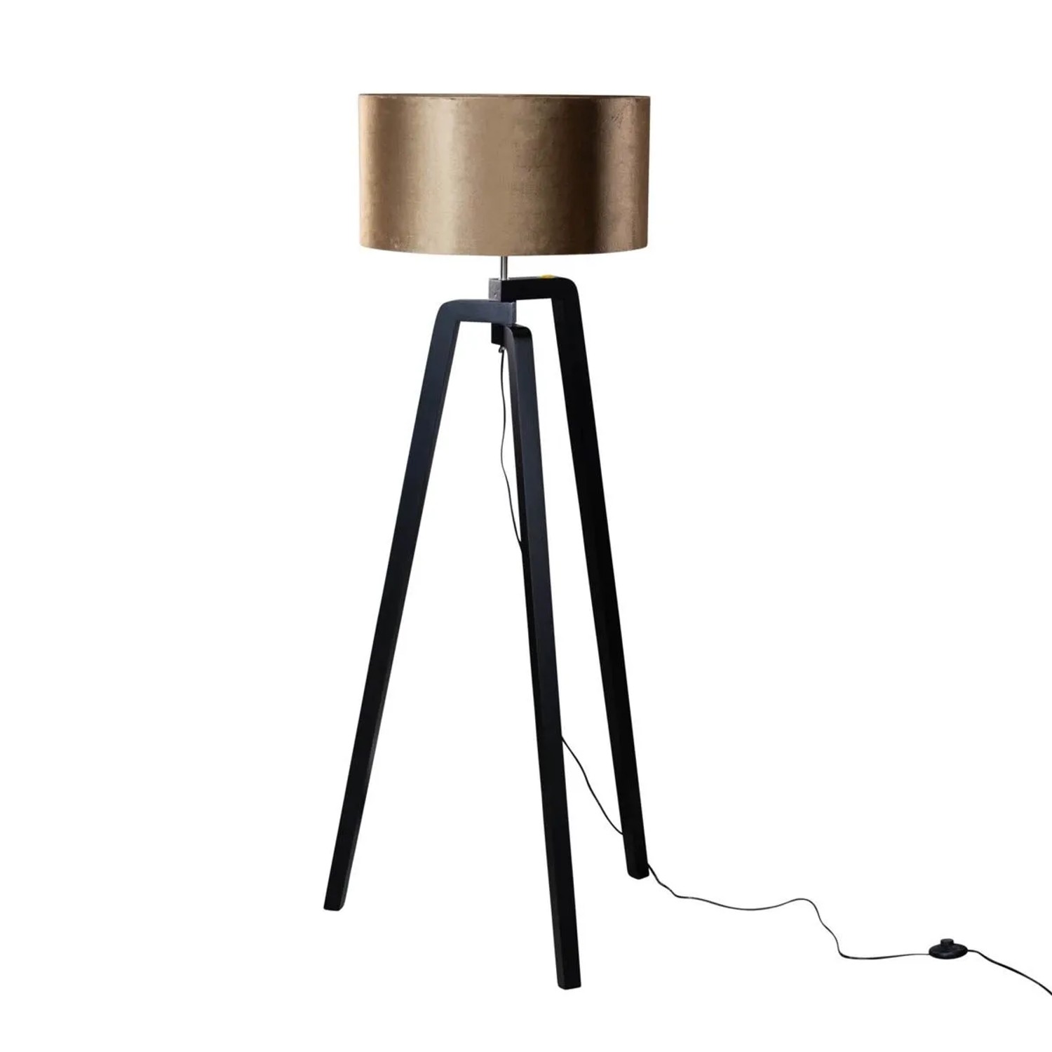 QAZQA Stehleuchte Schwarz mit Samtschirm Bronze 50cm Puros