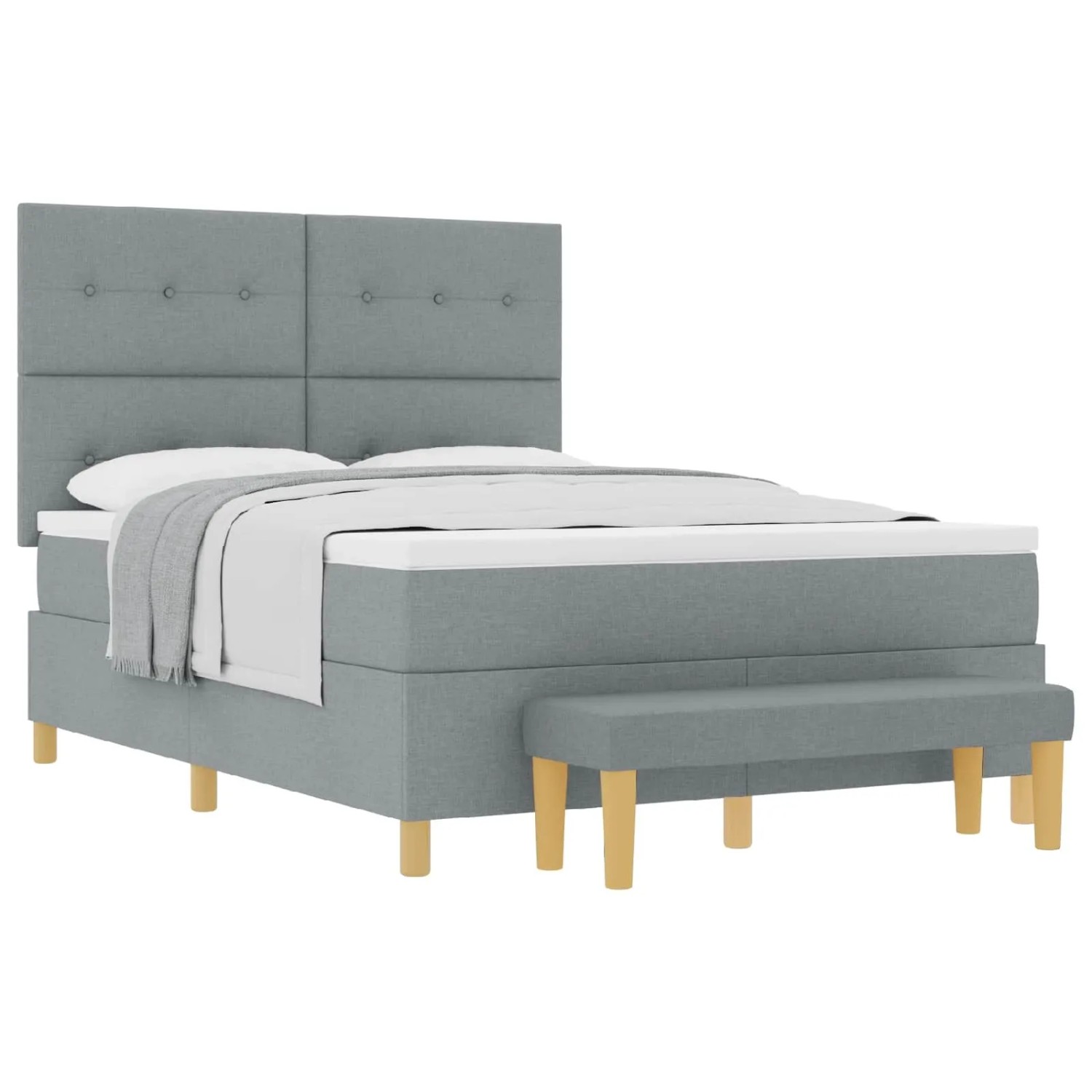 vidaXL Boxspringbett mit Matratze Hellgrau 160 x 200 cm Stoff 3344310