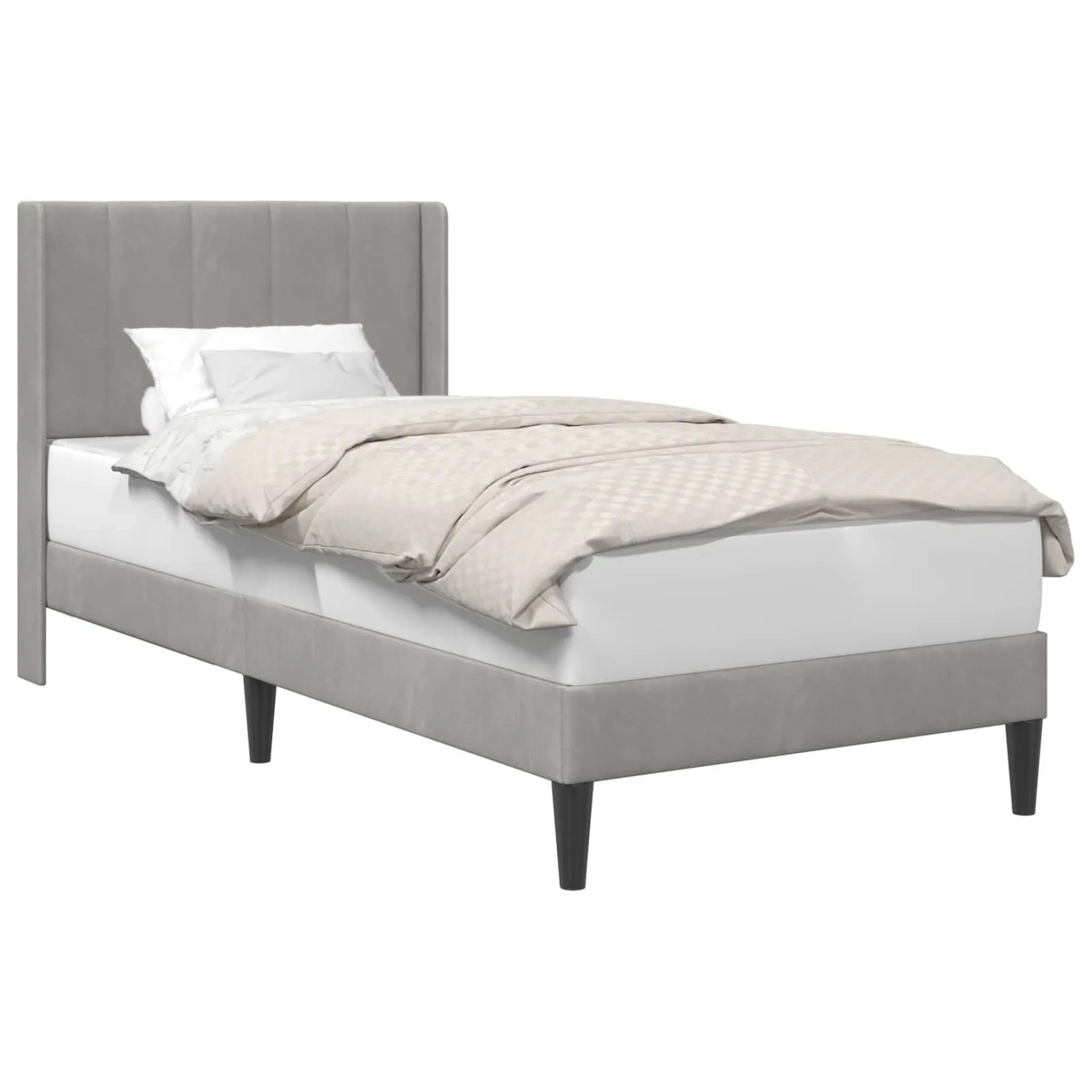 vidaXL Bettrahmen mit Kopfteil Hellgrau 100 x 200 cm Samt 42027485