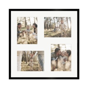 Schwarzer WANDStyle Galerierahmen für 4 Fotos (15x20 cm), 50x50 cm. Bilderrahmen für mehrere Fotos.