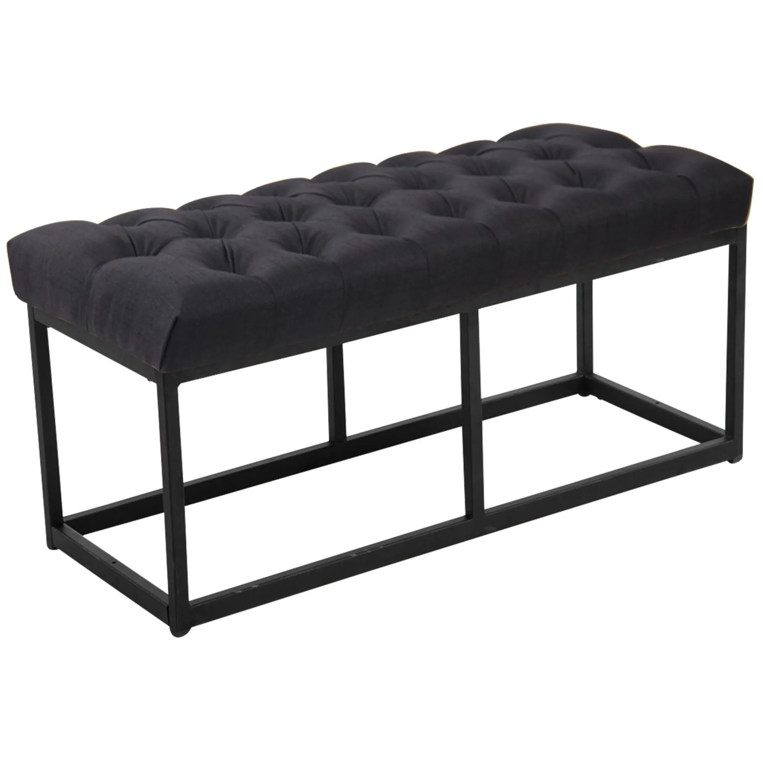 DELUKE Sitzbank MEXICO Stoff Schwarz 100x38x46cm Sitzbank Flur Sitzhocker Esszimmerbank Polsterbank Schlafzimmer