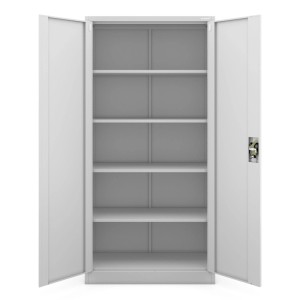 Jan Nowak Metallschrank Aktenschrank 90x185x40 cm mit Zylinderschloss und 4 Fachböden Grau