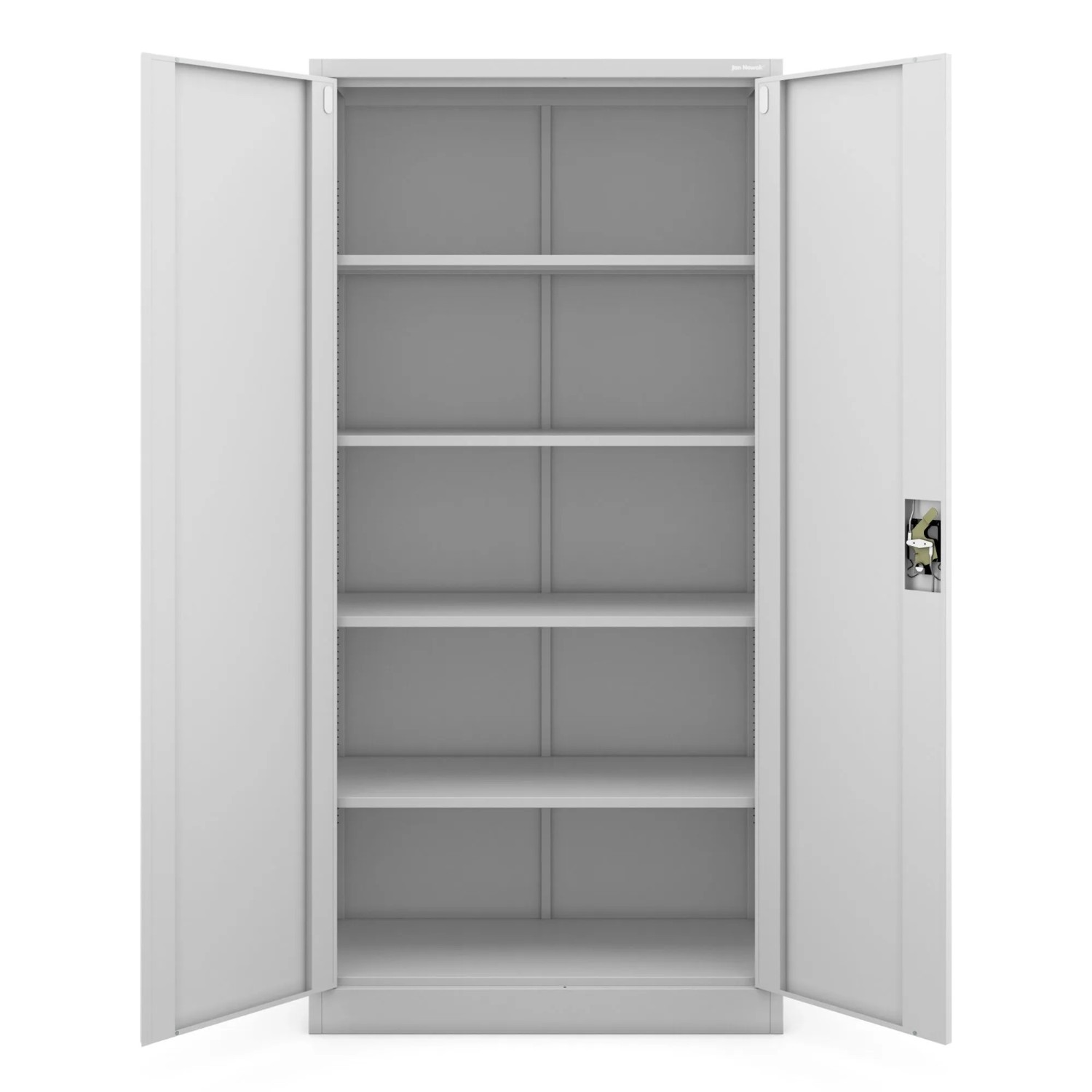 Jan Nowak Metallschrank Aktenschrank 90x185x40 cm mit Zylinderschloss und 4 Fachböden Grau_3