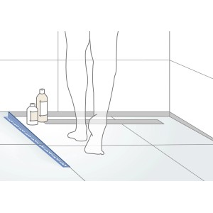 Dural Gefällekeil Shower-GK 100-SF: Bodengleiche Dusche mit Fliesenschiene und 2% Gefälle.