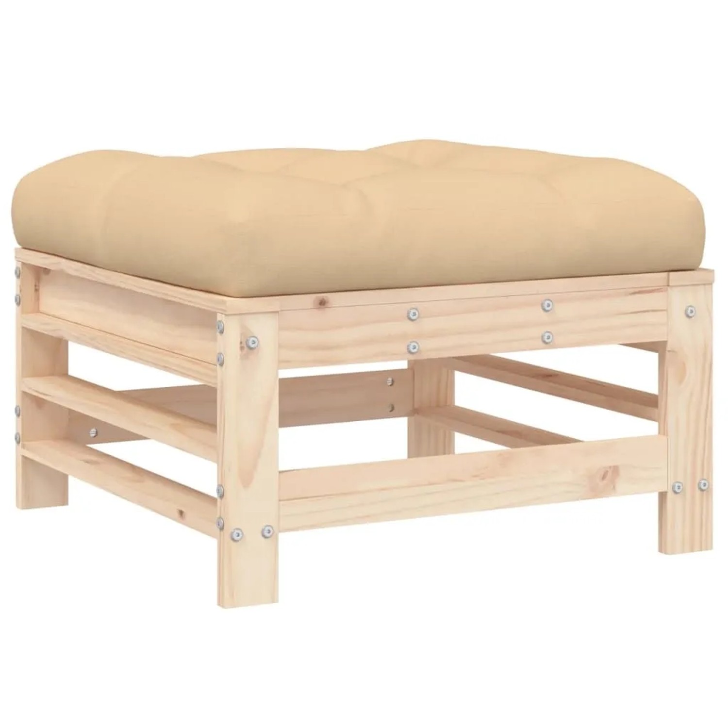 vidaXL Gartenhocker mit Kissen Massivholz Kiefer 825667