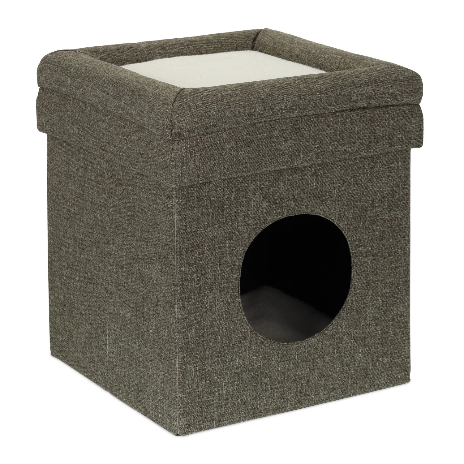 Relaxdays Katzenhöhle MDF Grau Weiß mit Dach Faltbar 44 cm x 38 cm x 38 cm 3,2 kg