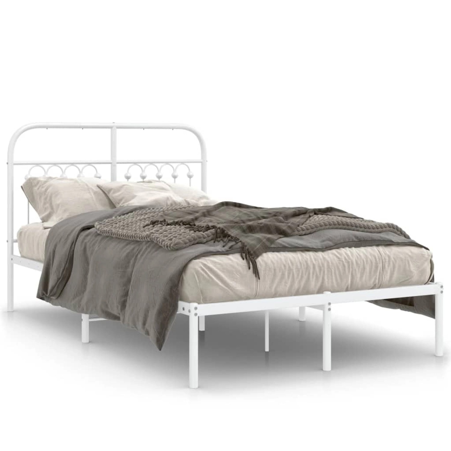 vidaXL Bettgestell mit Kopfteil Metall Weiß 120x200 cm 376647 günstig online kaufen